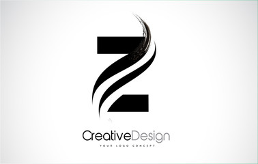 Obraz premium Z Letter Logo Design Brush Paint Stroke