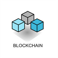 Blockchain vector icon. Design element in outline color style.