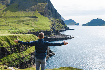 Happy Man on Faroe Islands