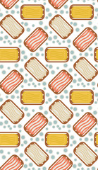 A set seamless pattern of different types of soap for hands, body, home. Cleaning, washing. Different colors, soap bubbles, hard handmade soaps. Clean care vector.