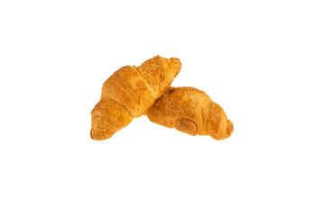 two croissants on a white background