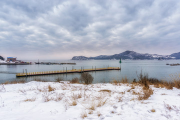 Jangja island dock in winter