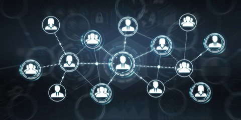 Social network modern flat interface 3D rendering