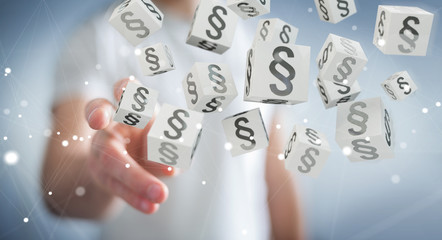 Businessman using 3D rendering law cubes