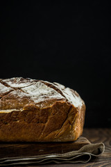 Loaf of bread still life, copy space