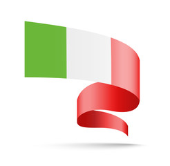 Flag of Italy in the form of wave ribbon. Vector illustration on white background.