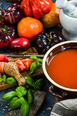 Preparing healthy tomato soup