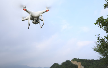 Fototapeta na wymiar flying drone taking photo of the great wall landscape in China