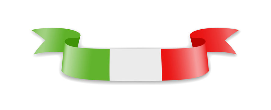 Italy flag in the form of wave ribbon. Vector illustration.