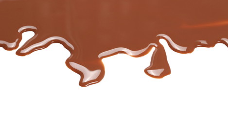 Spilled chocolate milk puddle isolated on white background