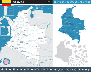 Colombia - infographic map - Detailed Vector Illustration