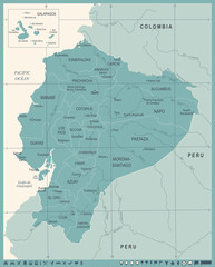 Obraz premium Ecuador Map - Vintage Detailed Vector Illustration