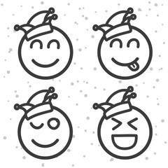 Karneval Smileys. Rosenmontag Emoticons Set.