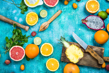 Ingredients for fresh exotic juice