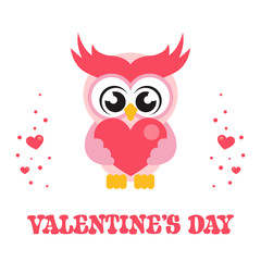 cartoon cute owl with heart and text