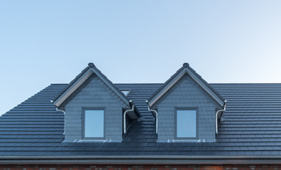 Fototapeta na wymiar Dachgauben eines neu gedeckten Dachen