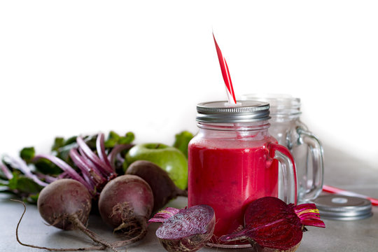 Healthy dietary detox food, fresh smoothie frim young red beets