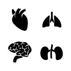Human Organs. Simple Related Vector Icons Set for Video, Mobile Apps, Web Sites, Print Projects and Your Design. Black Flat Illustration on White Background.