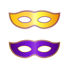 Two theatrical masks on white background