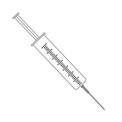simple contour icon with a picture of a syringe. A drawing without a fill. Vector illustration