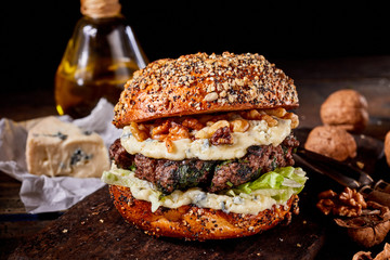 Healthy wholewheat walnut and cheese burger