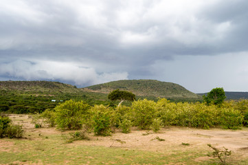Storm on the savannah and hills