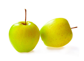 fresh Green apples fruit on white