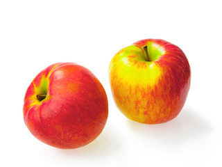 Red and yellow apple isolated on white background