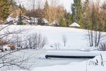 Kurpark bei Spiegelau im Winter, Bayerischer Wald, Deutschland