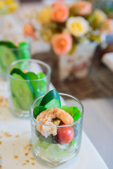 Cocktail Shrimp Salad in a beautifully arranged glass.