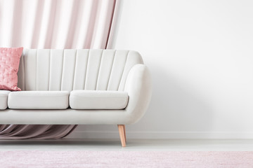 White and pink living room