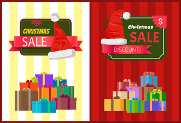 Discount Christmas Sale Poster Santa Claus Hat Box