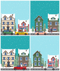 Cityscape Collection of Poster Vector Illustration