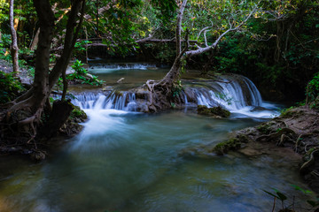 Waterfall in tropical forest at Huay Mae Khamin National Park, Thailand