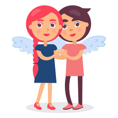 Young Lovers Tenderly Hold Hands Gently Smiling