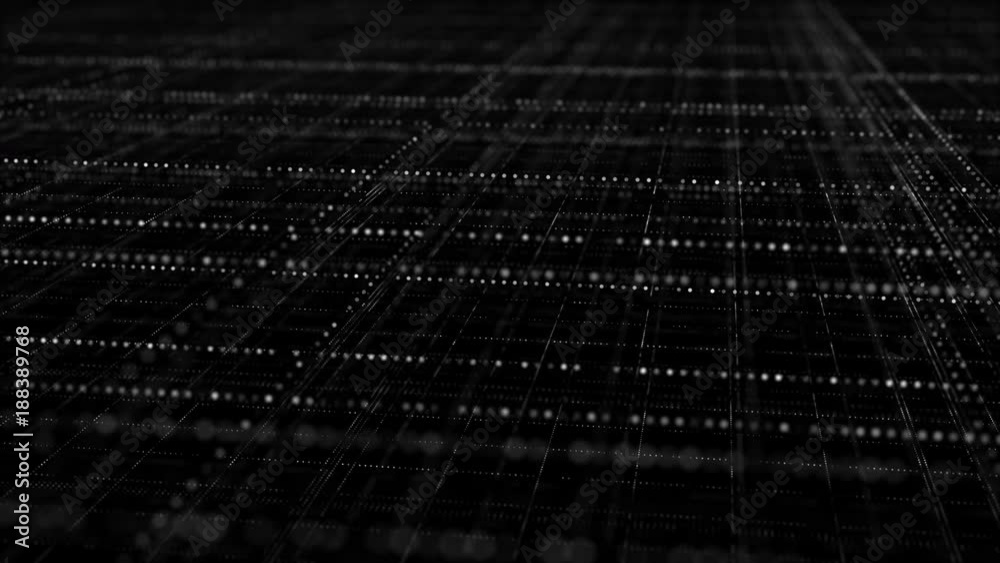 Wall mural cyberspace with blue multi layered grid. information technology futuristic concept. computer generat