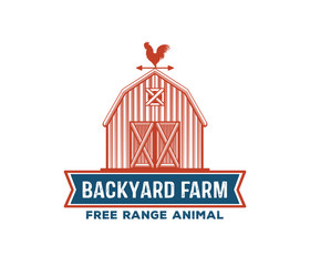 Fototapeta premium vintage retro vector label badge design set of farm, poultry, chicken, hen, rooster, livestock, cock weather. red and blue color 