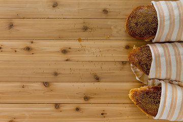 Border of homemade healthy wholegrain bread