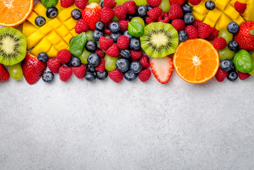 Mix of fruits and berries on a plate