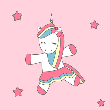 cute cartoon vector dancing unicorn 