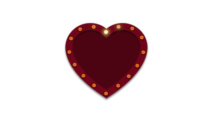 heart card for Valentines Day on white background. Template for your text or sign. Can be used fo wedding, married or Honeymoon. Vegas vintage style.
