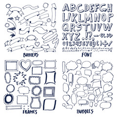 Lot of Patterns of Font Banners Frames and Bubbles