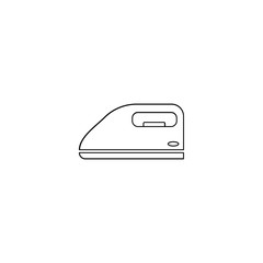 Iron icon in thin outline style. Laundry equipment electric appliance