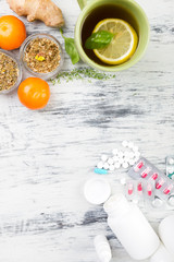 Natural medicine vs conventional medicine concept.