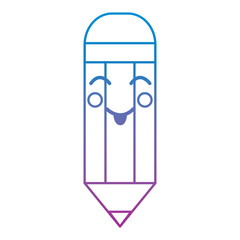 wooden pencil cute kawaii cartoon vector illustration blue and purple line design