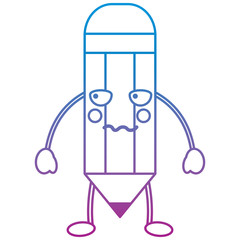 wooden pencil cute kawaii cartoon vector illustration blue and purple line design