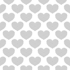Gray and white heart symbols as seamless pattern. Romantic background
