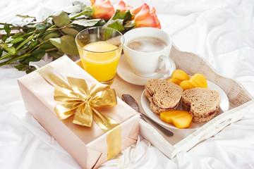 Breakfast with roses for Valentine's Day