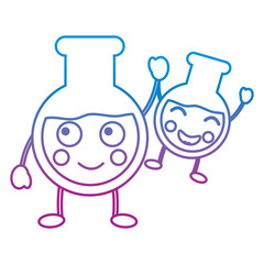 cartoon tube tests laboratory kawaii character vector illustration blue and purple line design