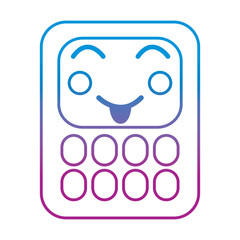 calculator math kawaii character cartoon vector illustration blue and purple line design